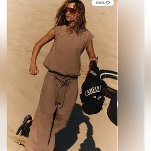 Free People Movement Throw and Go onesie in cement size small NWOT